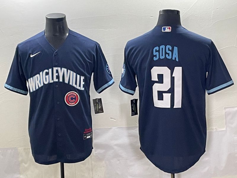 Men 2025 Chicago Cubs #21 Sosa Drak Blue City Edition Nike MLB Jersey style 7
